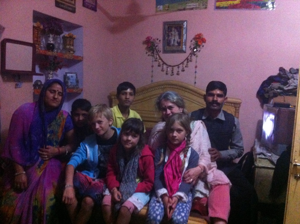 Prakash, his wife and 2 of his 3 sons in their room