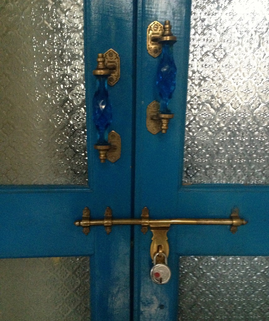 Cut glass door handles on our room in Jaipur