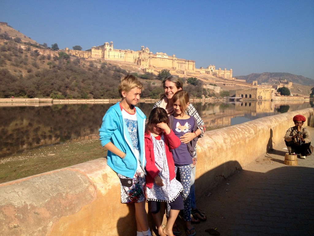 Amber Fort in the background... and a snake charmer