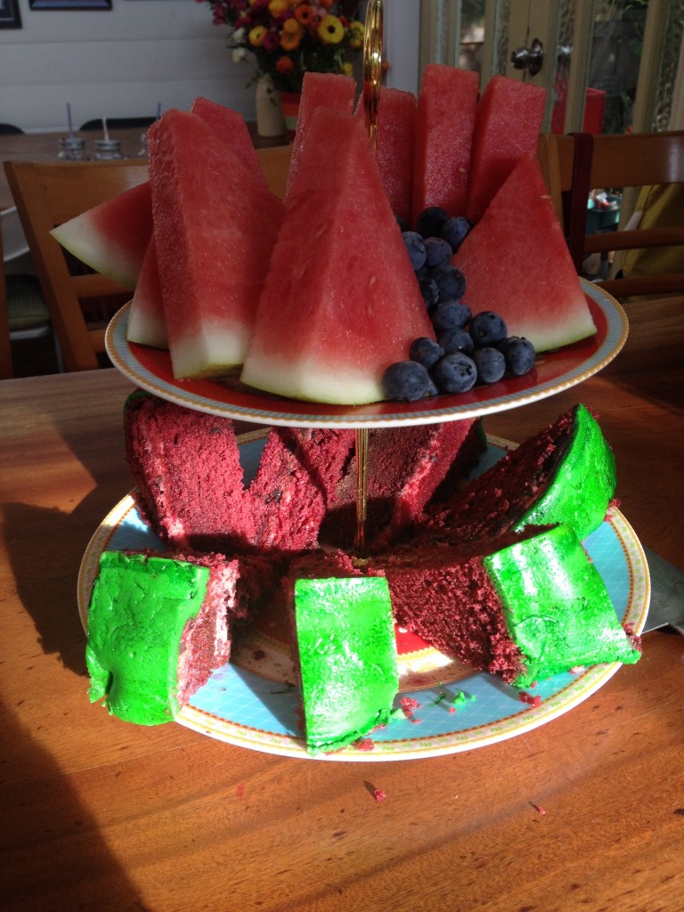 ... then there's breakfast... with MORE watermelon cake.